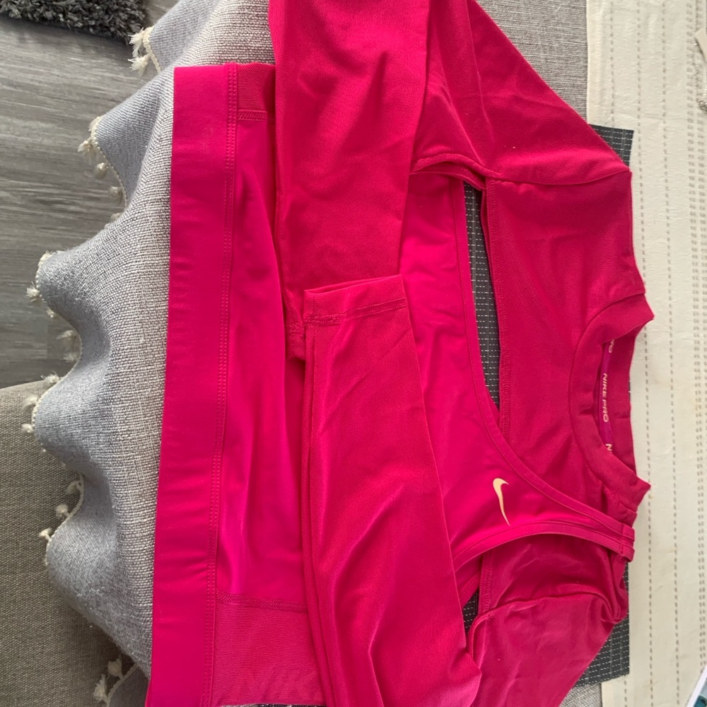 Vibrant Red Nike Sports Bra and Top Set